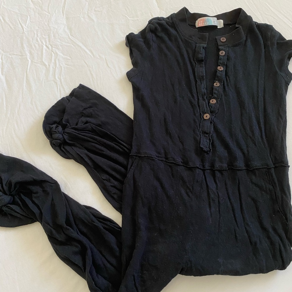 Black gauze fitted jumper free people beach line